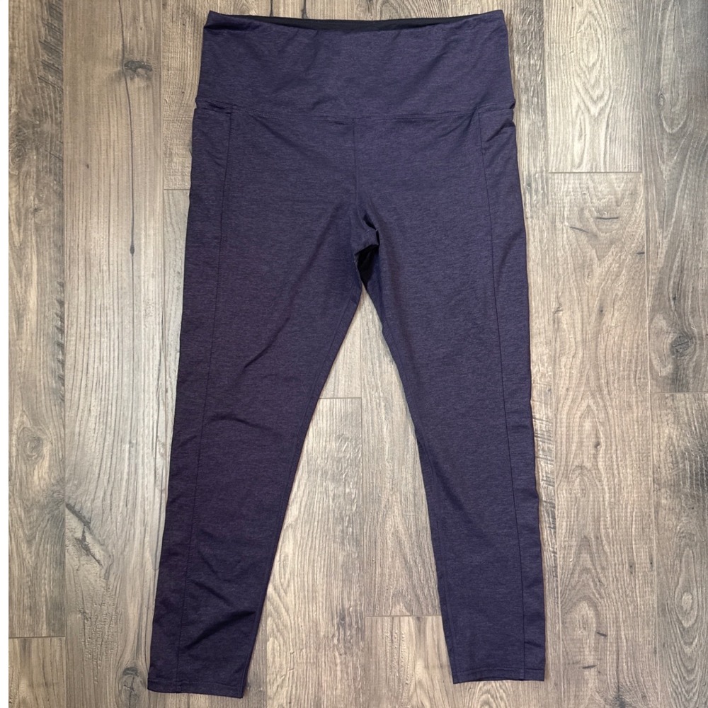 Tuff Athletics Women's Purple Heathered‎ Athletic Leggings Pockets Size XL